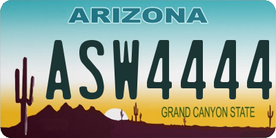 AZ license plate ASW4444