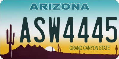 AZ license plate ASW4445