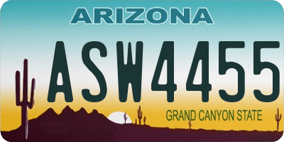AZ license plate ASW4455