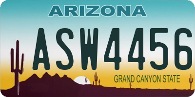 AZ license plate ASW4456