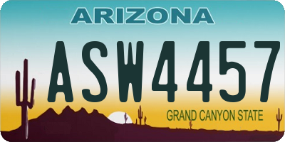 AZ license plate ASW4457