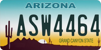 AZ license plate ASW4464