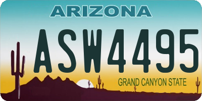 AZ license plate ASW4495