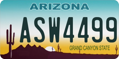 AZ license plate ASW4499