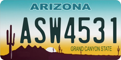 AZ license plate ASW4531