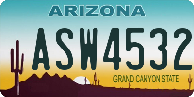 AZ license plate ASW4532