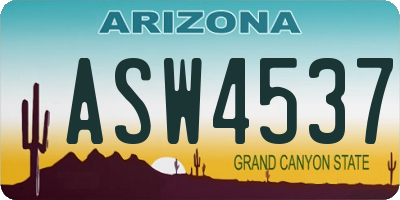 AZ license plate ASW4537