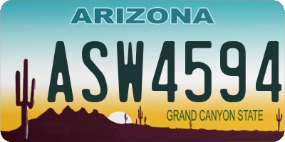 AZ license plate ASW4594
