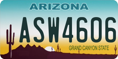 AZ license plate ASW4606