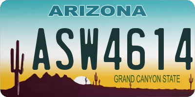 AZ license plate ASW4614