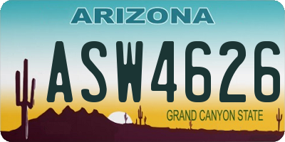 AZ license plate ASW4626