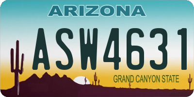 AZ license plate ASW4631