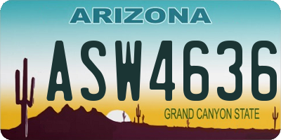 AZ license plate ASW4636