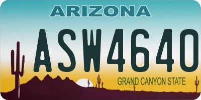 AZ license plate ASW4640