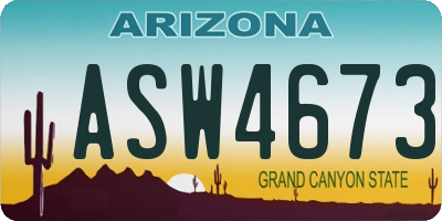 AZ license plate ASW4673