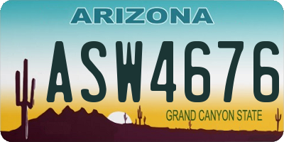 AZ license plate ASW4676