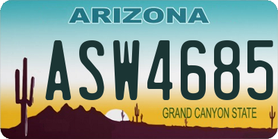 AZ license plate ASW4685