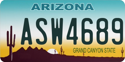 AZ license plate ASW4689