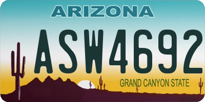 AZ license plate ASW4692
