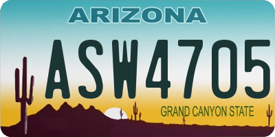 AZ license plate ASW4705