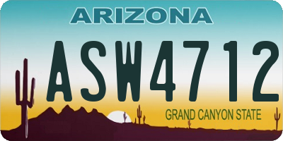 AZ license plate ASW4712