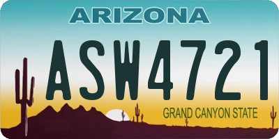 AZ license plate ASW4721