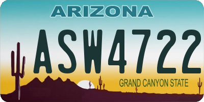 AZ license plate ASW4722
