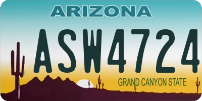 AZ license plate ASW4724
