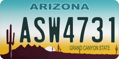 AZ license plate ASW4731