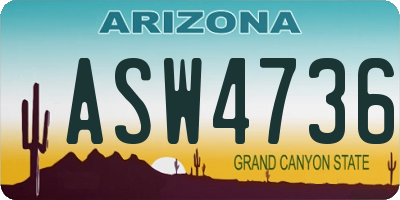 AZ license plate ASW4736