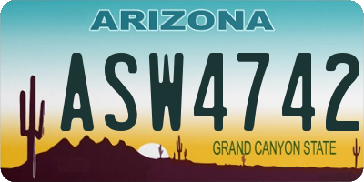 AZ license plate ASW4742