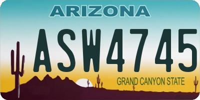 AZ license plate ASW4745