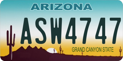 AZ license plate ASW4747
