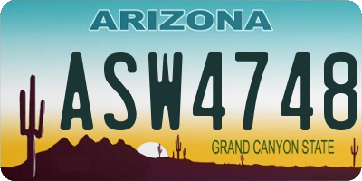 AZ license plate ASW4748