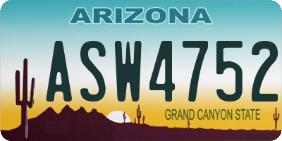AZ license plate ASW4752