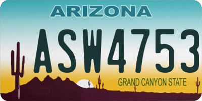 AZ license plate ASW4753