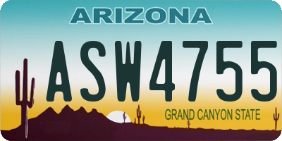 AZ license plate ASW4755