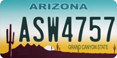 AZ license plate ASW4757