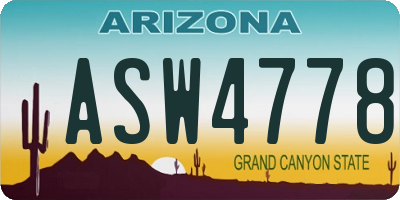 AZ license plate ASW4778
