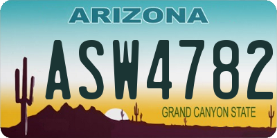 AZ license plate ASW4782