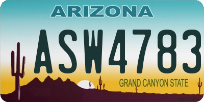 AZ license plate ASW4783