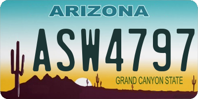 AZ license plate ASW4797