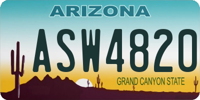 AZ license plate ASW4820