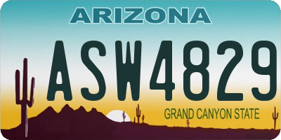 AZ license plate ASW4829