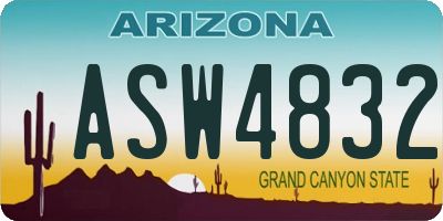 AZ license plate ASW4832
