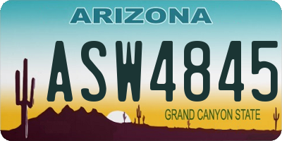 AZ license plate ASW4845
