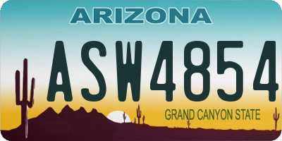 AZ license plate ASW4854