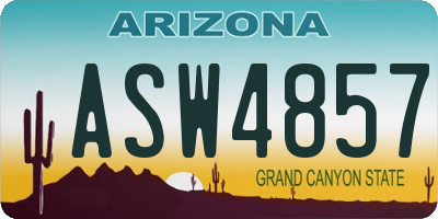 AZ license plate ASW4857