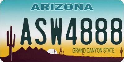 AZ license plate ASW4888