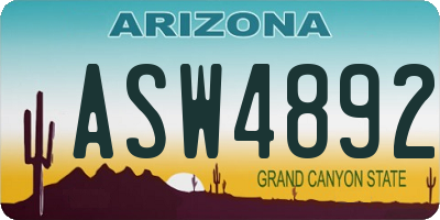 AZ license plate ASW4892